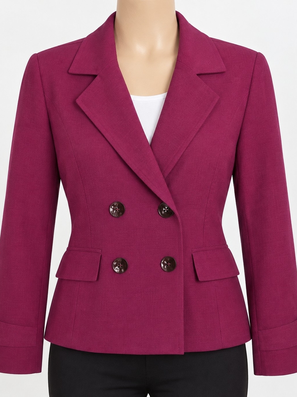 George Double-Breasted Magenta Blazer Jacket (14) Pre-owned